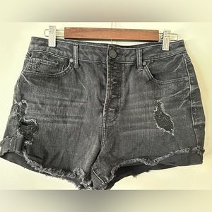 Refuge Black‎ Jean distressed Shorts womens 10 button fly